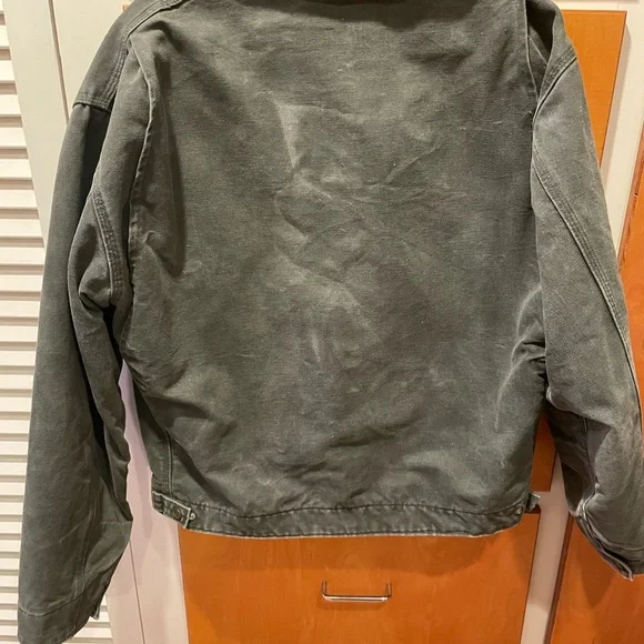 VTG Carhartt Detroit Jacket J97 MOS Moss Green Blanket Lined Distressed XL USA - Picture 8 of 11